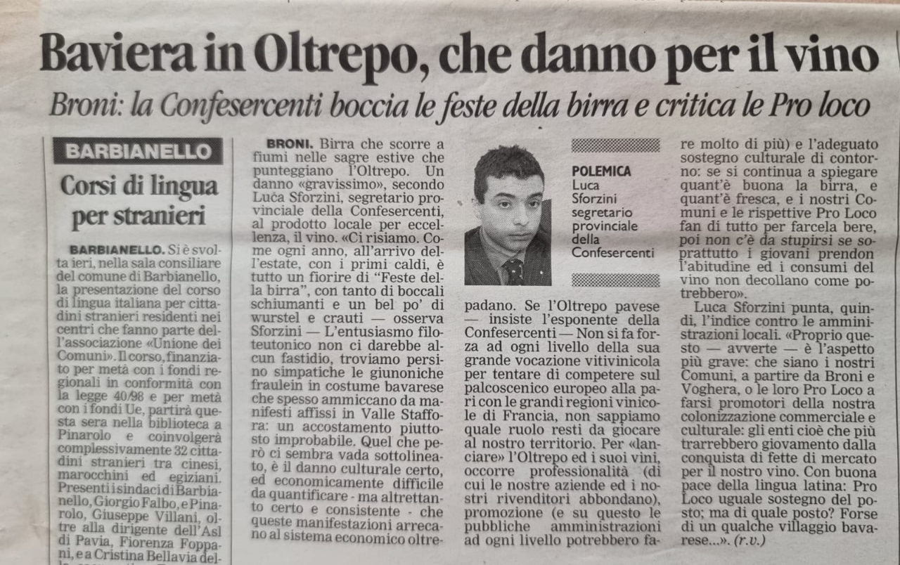 Baviera in Oltrepo, che danno per il vino